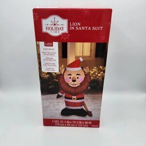 Lion In A Santa Claus Suit Airblown Outdoor Decor 48" Tall Light Up NIB